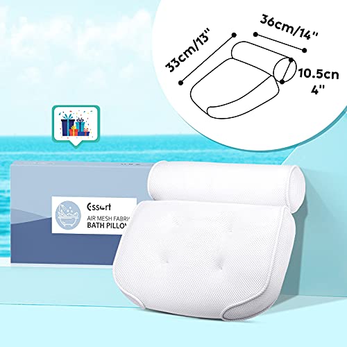 Essort Cojín Ergonómico para Bañera, Blanco, 37x18x9 cm