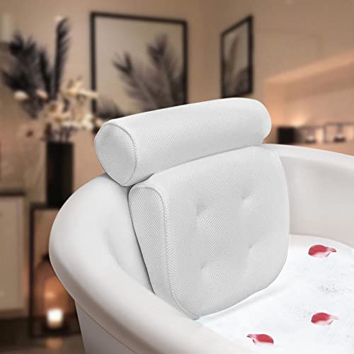 Essort Cojín Ergonómico para Bañera, Blanco, 37x18x9 cm