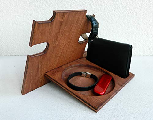 Estación de acoplamiento de madera, idea para hombres, soporte para teléfono inteligente, soporte para mesita de noche, organizador de escritorio, nuez
