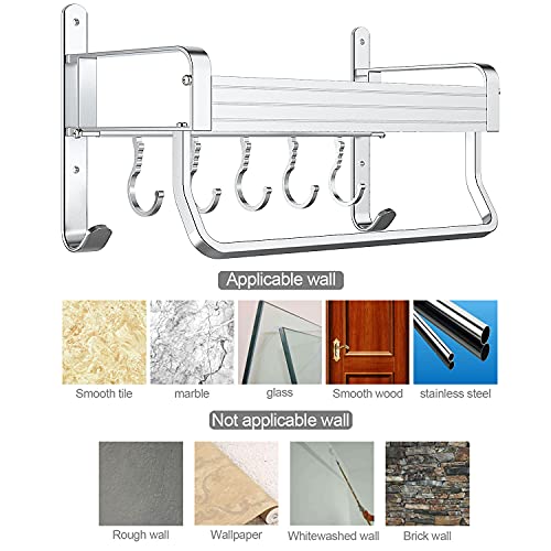Estanteria Ducha,Yosemy Estanteria Baño sin Taladrar con Ganchos y Toallero,Cesta de Ducha de Aluminio Autoadhesivo,Plata