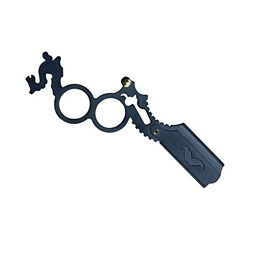 Estilismo Maquinilla de afeitar recta dedo filo de la navaja de afeitar anillo doble Negro-recto del peluquero Cut Throat navaja de afeitar Suministros Mejor Barber, Peluquería Accesorios (Negro)
