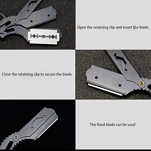 Estilismo Maquinilla de afeitar recta dedo filo de la navaja de afeitar anillo doble Negro-recto del peluquero Cut Throat navaja de afeitar Suministros Mejor Barber, Peluquería Accesorios (Negro)