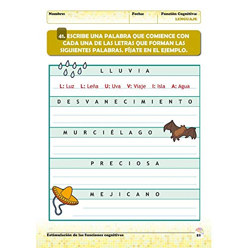 Estimulación de las funciones cognitivas nivel 1.Lenguaje Cuaderno 1 / Editorial GEU/ Desde 7 años / Refuerza habilidad mental / Para deterioro mental