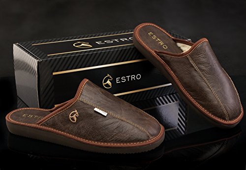 ESTRO Rust Lujo Zapatillas de Estar por casa la de los Hombres (43, marrón)