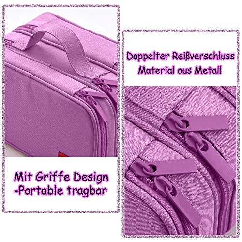Estuche para lápices para adolescentes y niñas, estuche para lápices con 3 compartimentos, gran capacidad, para la escuela y la oficina (morado)