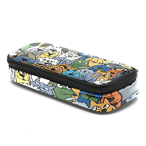Estuche para lápices rotuladores de gran capacidad Animales sin fisuras Organizador de papelería de bolso de cuero