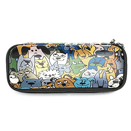 Estuche para lápices rotuladores de gran capacidad Animales sin fisuras Organizador de papelería de bolso de cuero