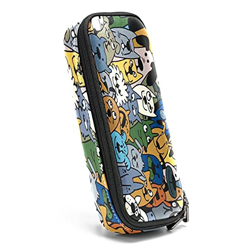Estuche para lápices rotuladores de gran capacidad Animales sin fisuras Organizador de papelería de bolso de cuero