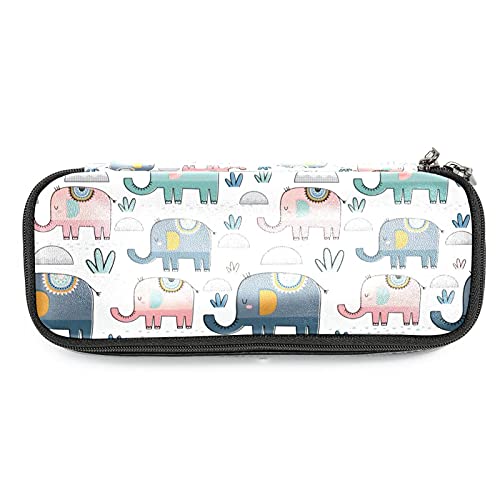 Estuche para lápices rotuladores de gran capacidad Elefante sin fisuras Organizador de papelería de bolso de cuero