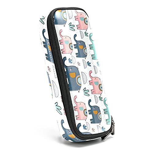 Estuche para lápices rotuladores de gran capacidad Elefante sin fisuras Organizador de papelería de bolso de cuero