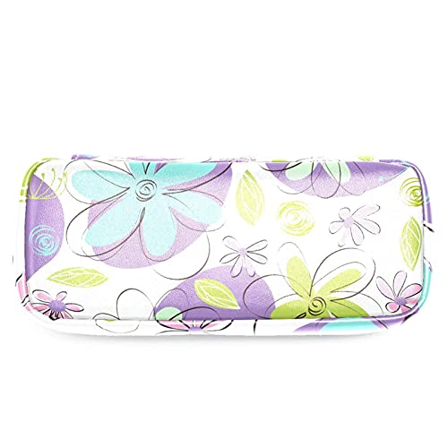 Estuche para lápices rotuladores de gran capacidad flores sin fisuras Organizador de papelería de bolso de cuero