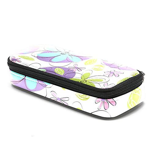 Estuche para lápices rotuladores de gran capacidad flores sin fisuras Organizador de papelería de bolso de cuero