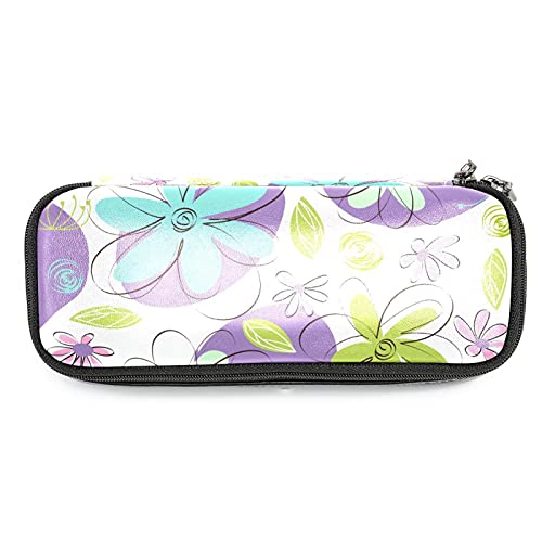 Estuche para lápices rotuladores de gran capacidad flores sin fisuras Organizador de papelería de bolso de cuero