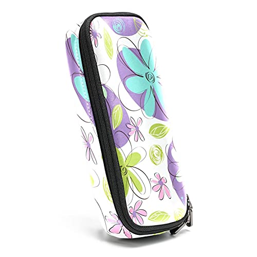 Estuche para lápices rotuladores de gran capacidad flores sin fisuras Organizador de papelería de bolso de cuero