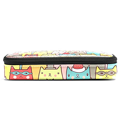 Estuche para lápices rotuladores de gran capacidad gatos sin fisuras Organizador de papelería de bolso de cuero