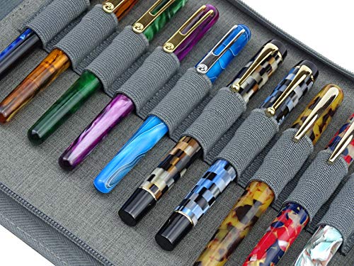 Estuche para Pluma Estilográfica KACO con 20 Ranuras Gris, Bolsa de Exhibición Impermeable para Portaplumas de Lona