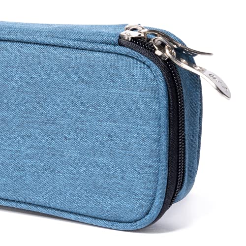 Estuche Rectangular Azulón - 1 Compartimento Interno Para Almacenar Lápices y Bolígrafos con un Tirador Metálico y Ergonómico - Estuche Liso con 1 Cremallera - 4 x 23 x 10 cm - Ocean’s Wave