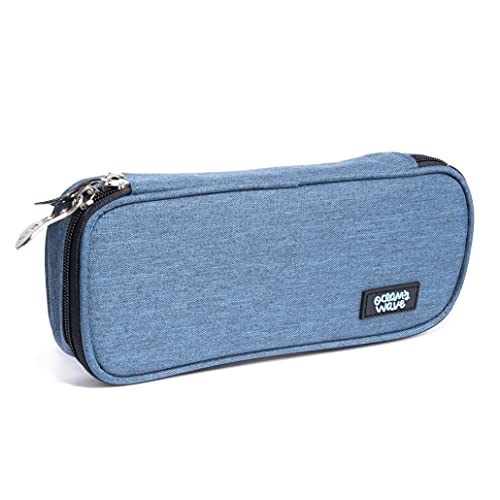 Estuche Rectangular Azulón - 1 Compartimento Interno Para Almacenar Lápices y Bolígrafos con un Tirador Metálico y Ergonómico - Estuche Liso con 1 Cremallera - 4 x 23 x 10 cm - Ocean’s Wave