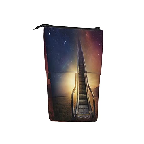 Estuche telescópico para lápices ，Una escalera mecánica sube al cielo nocturno， Porta lápices de pie Estuche para lápices Estuche para papelería Estuche con cremallera Estuche para cosméticos.