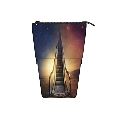 Estuche telescópico para lápices ，Una escalera mecánica sube al cielo nocturno， Porta lápices de pie Estuche para lápices Estuche para papelería Estuche con cremallera Estuche para cosméticos.