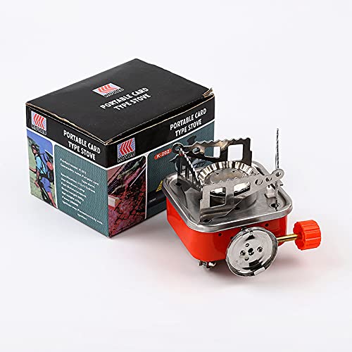Estufa de Camping, Estufa de gas para Exteriores a Prueba de Viento, 2 Tipos de Interfaces, Encendido Piezoeléctrico, Parrilla de gas Plegable Ultraligera con Bolsa de Almacenamiento y Adaptador