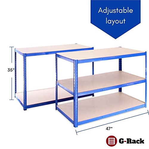 Etagègere de Rangement pour Garage, 180cm x 120cm x 60cm (Bleu) - 5 Étagère, Capacité de 875kg (175 kg par Étagère) - très résistant, Charge lourde
