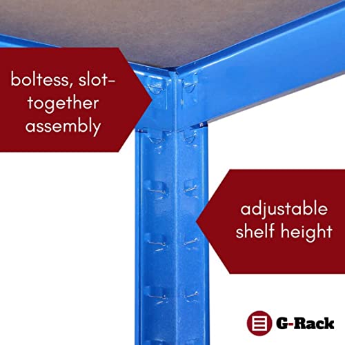Etagègere de Rangement pour Garage, 180cm x 120cm x 60cm (Bleu) - 5 Étagère, Capacité de 875kg (175 kg par Étagère) - très résistant, Charge lourde