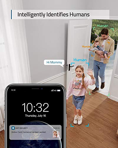 eufy 2K Cámara Vigilancia WiFi Interior, cámara IP Interior,Cámara de Seguridad Pan-Tilt Enchufable, Reconocimiento de Personas, con Asistente de Voz, Sensor de Movimiento, HomeBase No es Necesario