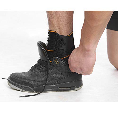 EULANT Elástica Tobillera para Esguince, Vendaje Tobillera 1 Par, Ajustable Protecciones para los Pies con Rayas de Silicona Antideslizante, 85cm, Negro/Naranja