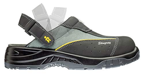 EuroRoutier Stingray Black Leather, Zuecos Zapatos de Seguridad Certificado CE EN ISO SB+A+E+FO+SRC (41)