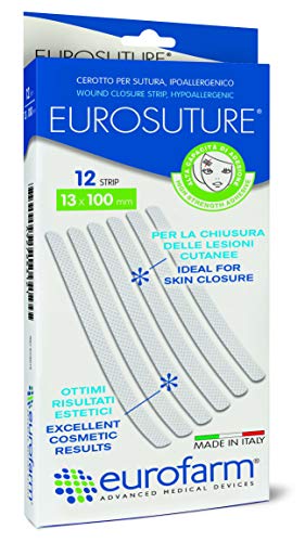 Eurosuture (mm 6 x mm 75) Tiras Estériles Para Sutura Cutánea, Adhesivo Hipoalergénico, Efecto Descolorado para un Mejor Resultado Cosmético. Paquete de 6 Unidades