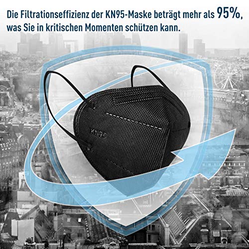 Eventronic- Mascarilla FFP2 Maske/KN95 5-Layer Protective Face Mask, CE Certified,Black (30pcs/Box)