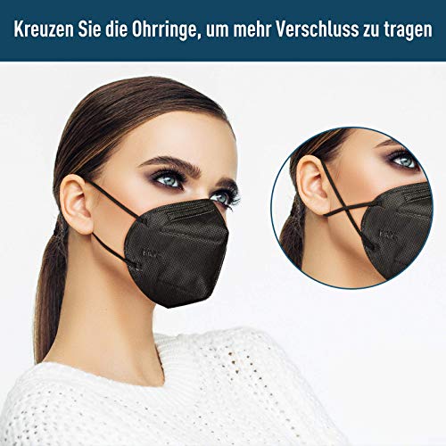 Eventronic- Mascarilla FFP2 Maske/KN95 5-Layer Protective Face Mask, CE Certified,Black (30pcs/Box)