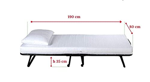 EvergreenWeb - Kit Somier Plegable y Colchón Individual 80 x 190 en Espuma Viscoelástica de 12 cm de Altura + Almohada Viscoelástica Gratuita, Revestimiento Removible, Red de Láminas de Madera