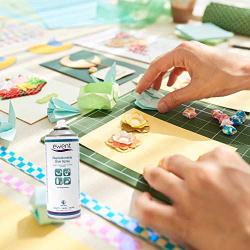 Ewent EW5625 - Spray de pegamento reposicionable 400ml - Pegamento para materiales ligeros (plásticos, papel, corchos, cartón, poliestireno expandido, textiles, espumas).