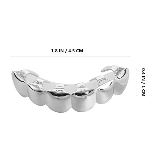 EXCEART Parrillas de Dientes Plateadas para Hombres Mujeres Hip Hop Poker Diamante Parte Superior Inferior Brace con Pinzas para Dientes Rapero Boca Disfraz Cosplay Joyería