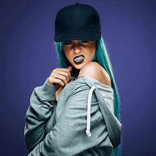EXCEART Parrillas de Dientes Plateadas para Hombres Mujeres Hip Hop Poker Diamante Parte Superior Inferior Brace con Pinzas para Dientes Rapero Boca Disfraz Cosplay Joyería