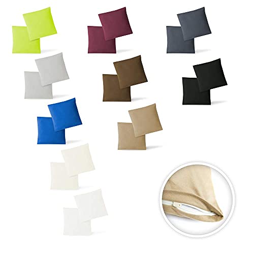 EXKLUSIV HEIMTEXTIL Fundas de Almohada de Jersey 2 Pack económico con Cremallera 40 x 40 cm Azul Real