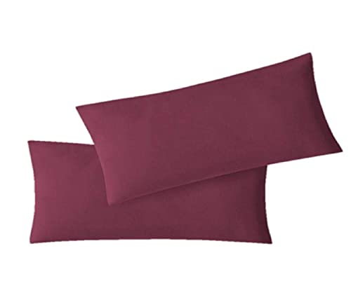 EXKLUSIV HEIMTEXTIL Fundas de Almohada de Jersey 2 Pack económico con Cremallera 40 x 80 cm Burdeos