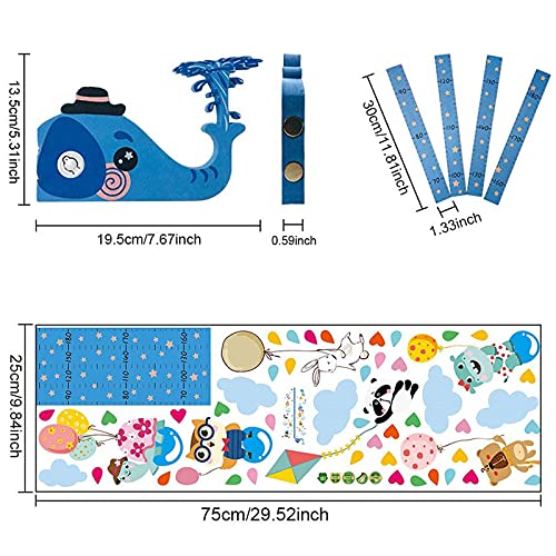 Exnemel Tabla de Altura para niños, Tabla magnética de Pared de Crecimiento de Elefante 3D, Pegatinas de Regla de Medida de Altura de Pared para decoración de Pared de Dormitorio Infantil (70-180 cm)