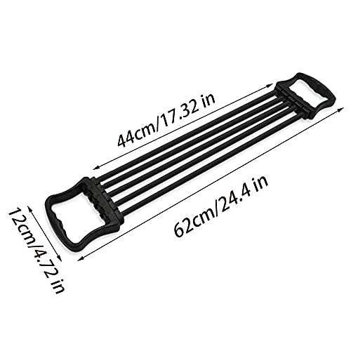 Expansor de Pecho Ajustable, Expansor de Pecho de 5 Tubos, Expansor de Pecho Látex, Expansor del Pecho Ejercitador de Músculo Ajustable para La Musculatura del Pecho, Brazos, Hombros (Negro)