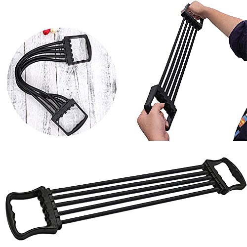 Expansor de Pecho Ajustable, Expansor de Pecho de 5 Tubos, Expansor de Pecho Látex, Expansor del Pecho Ejercitador de Músculo Ajustable para La Musculatura del Pecho, Brazos, Hombros (Negro)