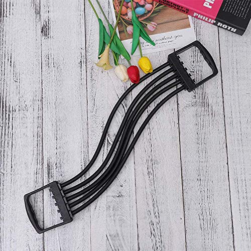 Expansor de Pecho Ajustable, Expansor de Pecho de 5 Tubos, Expansor de Pecho Látex, Expansor del Pecho Ejercitador de Músculo Ajustable para La Musculatura del Pecho, Brazos, Hombros (Negro)