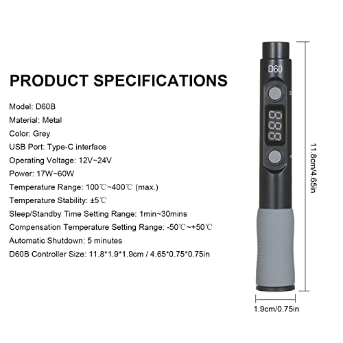 Explopur Mini Soldador eléctri SEQURE n Pantalla Digital LED, Kit de Soldador Inteligente n Bolsa de alenamiento y 4 Cabezales de Hierro