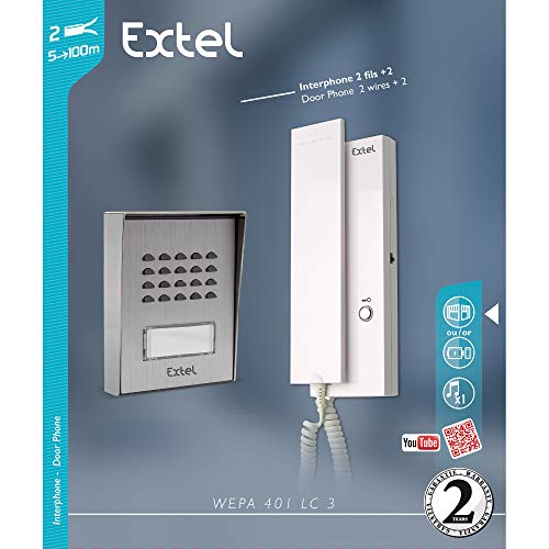 Extel 710019 Telefonillo de 2 hilos, 12V, Blanco