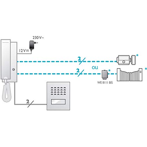 Extel 710019 Telefonillo de 2 hilos, 12V, Blanco