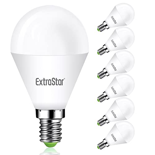 EXTRASTAR Bombillas LED E14, 7W, Equivalente a 56 W Halógena, Luz Fría 6500K, 560 Lumen No regulable, Paquete de 6