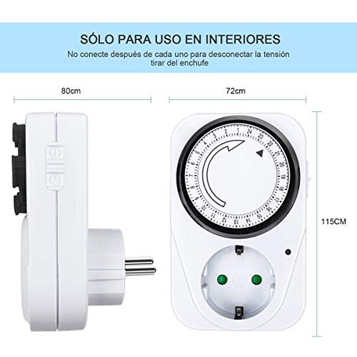 ExtraStar Enchufe eléctrico temporizador mecánico de 24 horas 230V 16A Max:3680W …