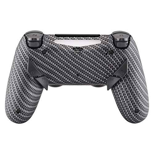 eXtremeRate Dawn Programable Remap Kit Botón de Reasignación para Playstaion 4 con Board de Actuelización&Carcasa Trasera Diseñada&4 Botones Traseros para PS4 Mando JDM 040/050/055(Fibra de Carbono)