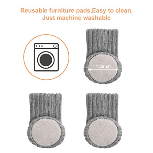 Ezprotekt Calcetines elásticos para Silla de Mesa, Silla o Silla de Mesa, para Muebles, Diámetro de ajuste de 1 "a 2", Gris, Pack de 24